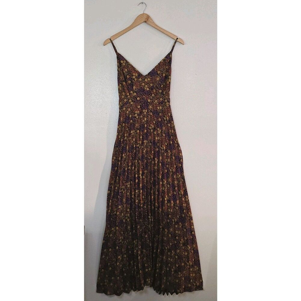 Jessica Simpson Floral Maxi Dress Boho Pleated Strappy Festival Size Large - Picture 2 of 12